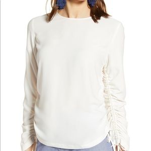 NWT Nordstrom Halogen Ivory Cinched Sleeve Blouse